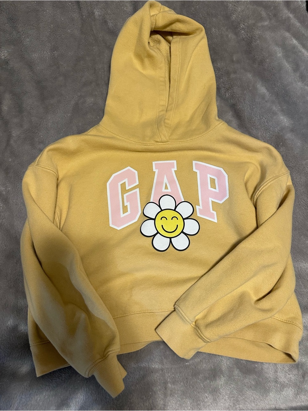GAP Yellow Youth Cropped Hoodie - Medium (8)